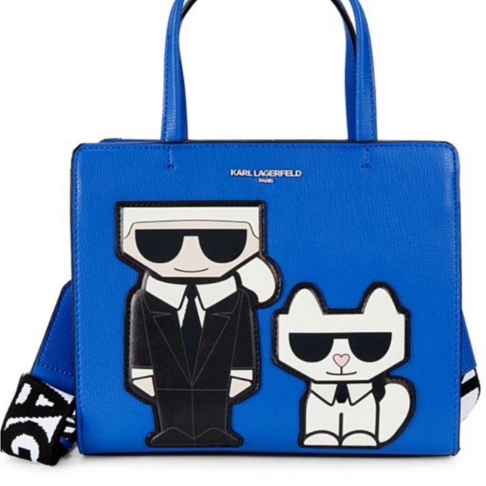 $198 KARL LAGERFELD PARIS Maybelle Blue Crossbody Bag Satchel -Karl and Cat-